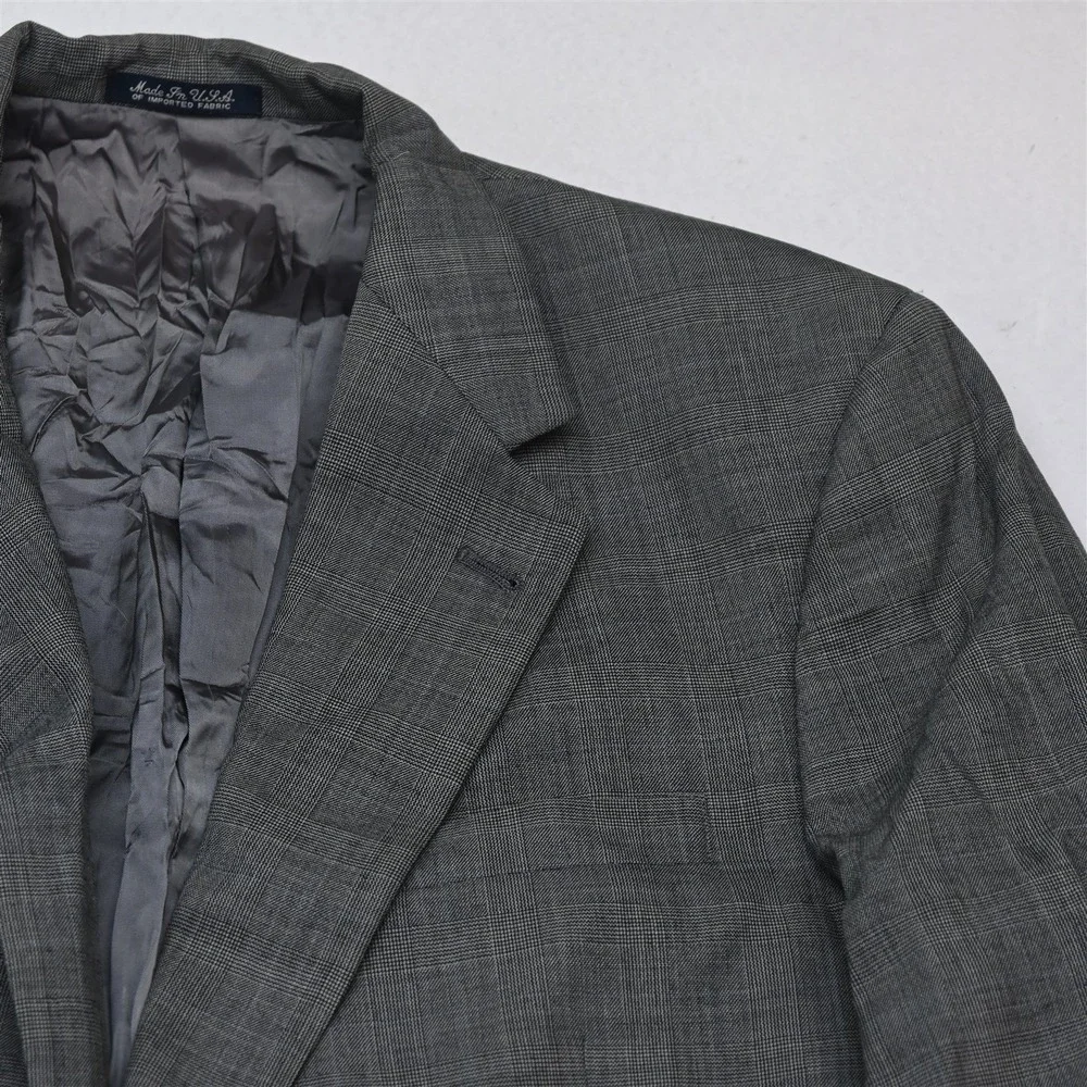 Austin Reed 44R 36x30 Gray Glenn Check Wool Mens Jacket Pants Suit
